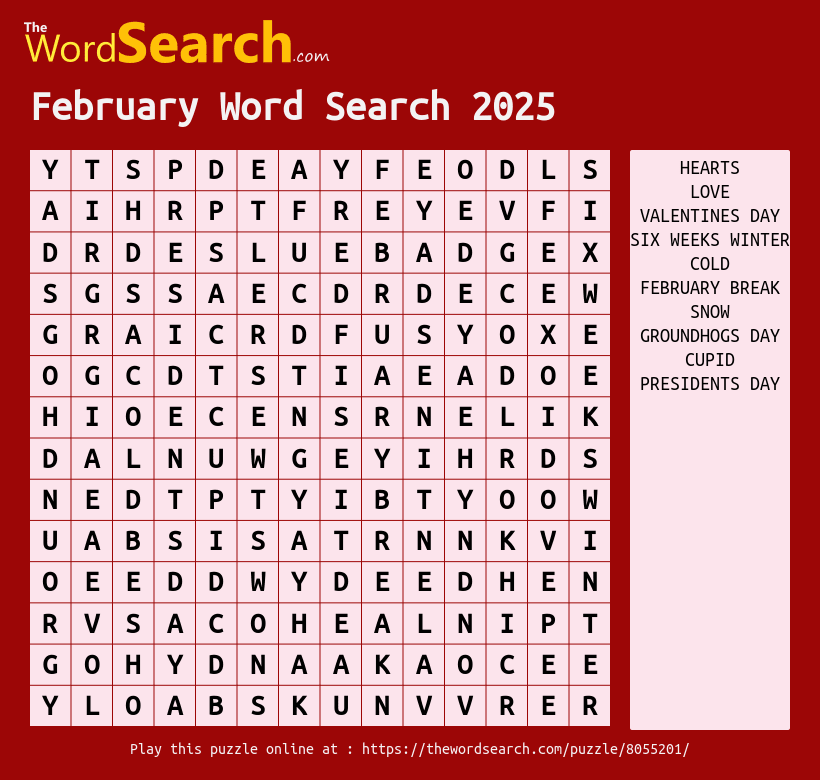 February Word Search